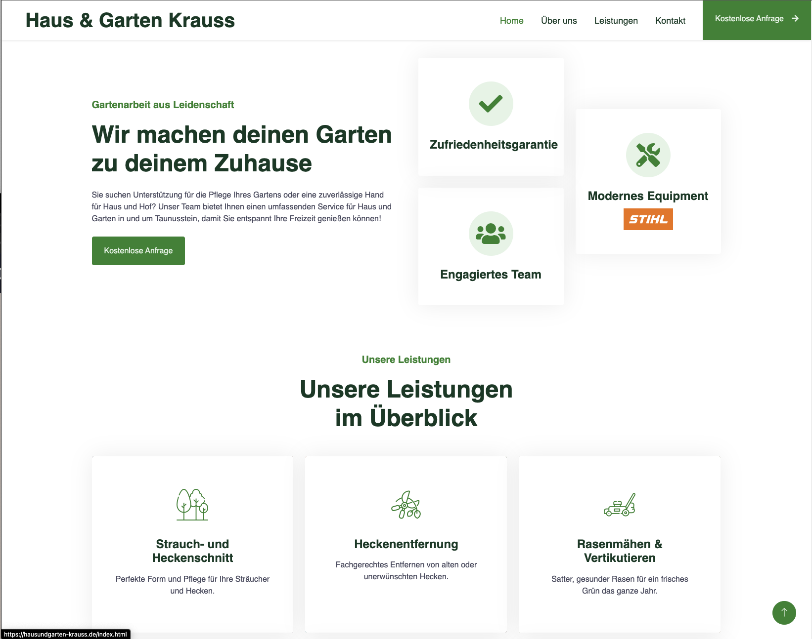 Haus und Garten Krauss Website